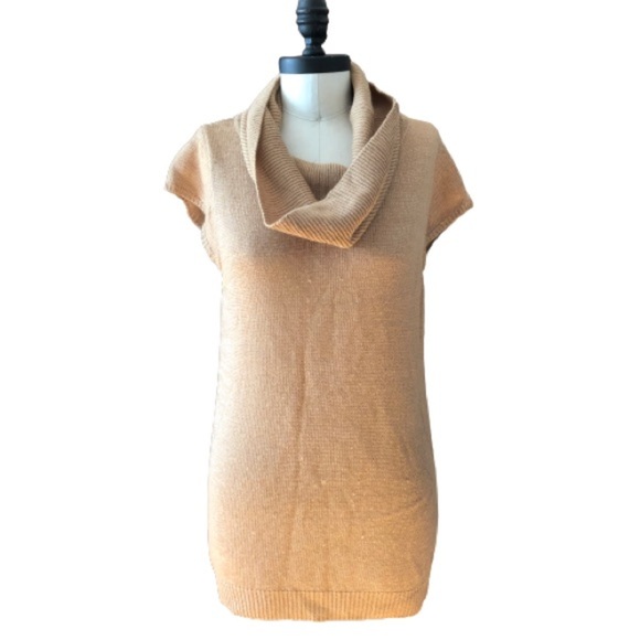 J. Crew Wool Cowl Neck Cap Sleeve Camel Knit Sweater - Picture 4 of 13